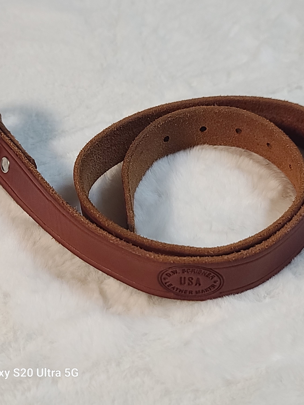 Custom D.W. SCRIBNER Brown Leather Kids Belt with USA Stamp